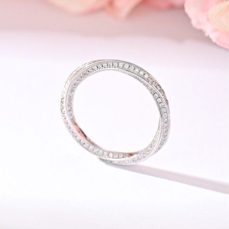 Bagues pour femmes en moissanite plaquée platine S925, collection Simple Series Elegant Twist Circle 2