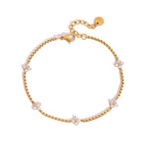 Bracelet À Breloques Simple Series Daily Chain En Acier Inoxydable Étanche Couleur Or Avec Zircon Pour Femme h5 Image5