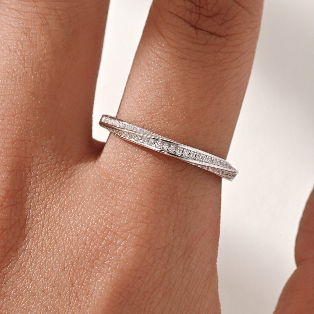 Bagues Pour Femmes En Moissanite Plaquée Platine S925, Collection Simple Series Elegant Twist Circle Image3