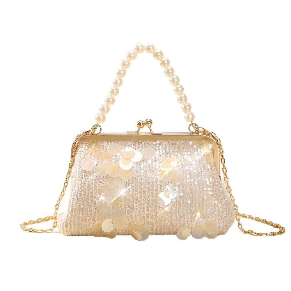 Sac À Oreiller Femme En Pvc Uni À Sequins Style Soirée Image5
