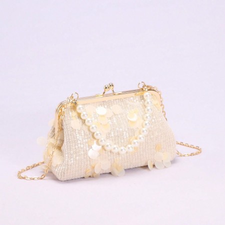 Sac à oreiller femme en PVC uni à sequins style soirée 2