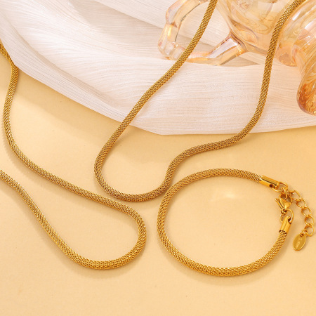 Ensembles de bijoux unisexes Daily Chain en acier inoxydable étanche couleur or 2