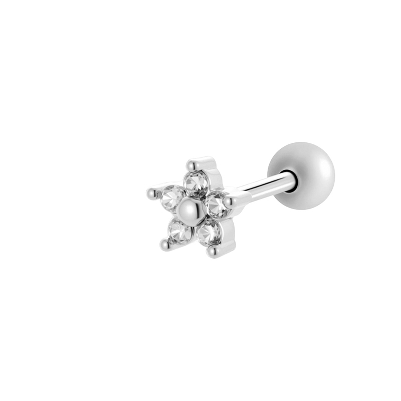 Boucles D'Oreilles Piercing Pour Femme, Motif Floral Simple, Couleur Cuivre Doré Et Zircon. 