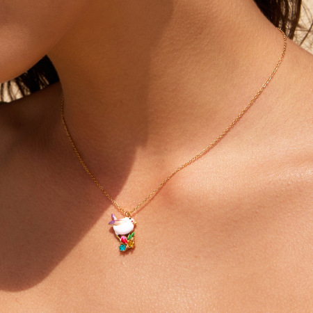 Ensembles de colliers pour femmes en acier inoxydable imperméable couleur or, motif animaux mignons de la série Simple