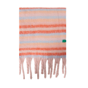 Écharpes D'Hiver Pour Femmes À Rayures Quotidiennes, À Pompons Et À Dégradé De Couleurs, De La Série Simple h5 