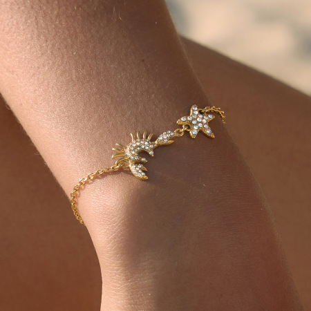 Ensembles de bijoux pour femmes, collection romantique, style océanique, en acier inoxydable, étanches, couleur or, avec zircon. 2