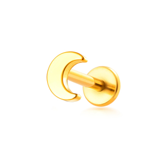 Boucles D'Oreilles Piercing Pour Femmes, Modèle Simple Moon, En Acier Inoxydable Étanche, Couleur Or h5