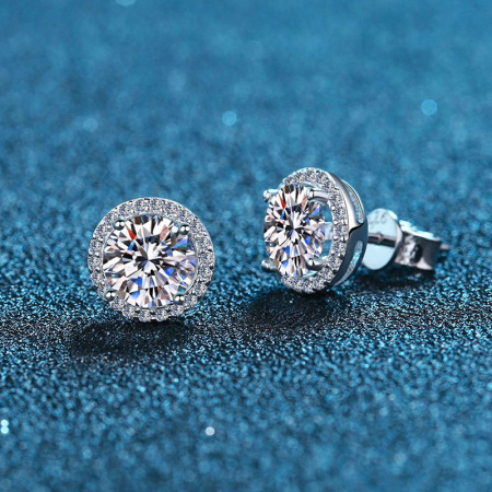 Boucles d'oreilles pour femmes en moissanite argentée S925, collection Classique Cercle Luxueux 2