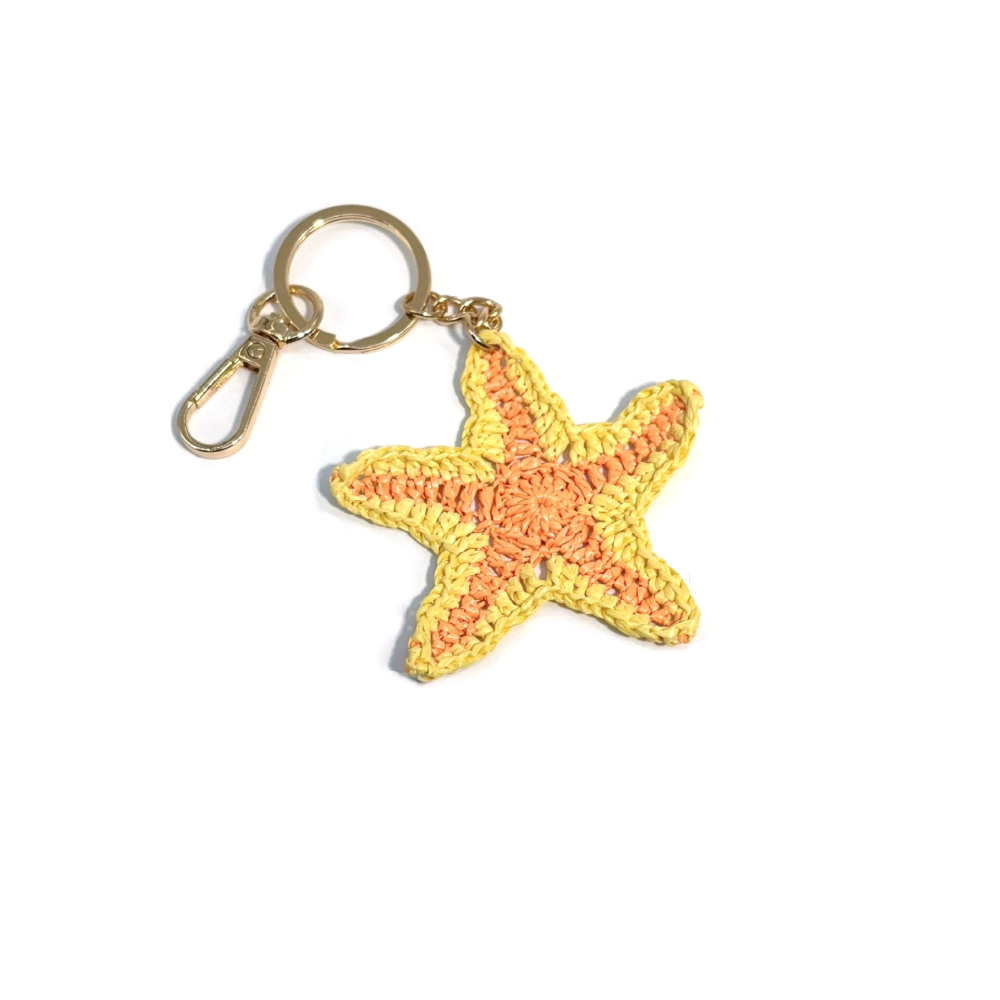 Porte-Clés/Breloques De Sac En Raphia Tissé, Motif Étoile De Mer, Collection Simple Series Vacation Oceany Style h5Image3