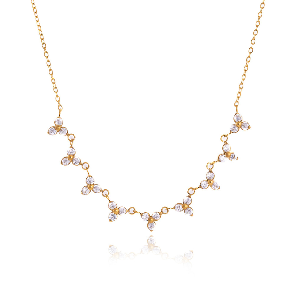 Ensembles De Colliers Élégants Pour Femmes, En Acier Inoxydable, Imperméables, Couleur Or, Avec Zircon Et Chaîne Étoile h5Image5