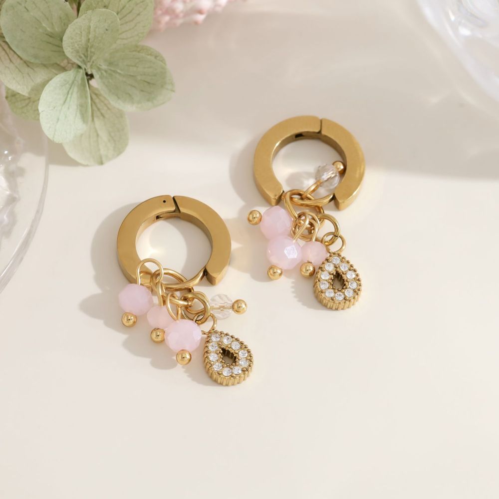 Boucles D'Oreilles Pendantes Pour Femme, En Acier Inoxydable Doré, Étanches Et Ornées De Zircon. Image4
