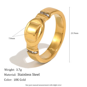 Bagues Élégantes En Acier Inoxydable, Forme Irrégulière, Étanches, Serties De Zircon, Collection Luxueuse h5 Image5