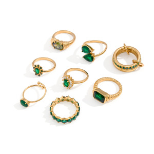 Bagues Pour Femmes Luxueuses, Style Rétro, Rectangulaires Et Elliptiques, En Acier Inoxydable Étanche, Couleur Or, Serties De Zircon. h5 Image5