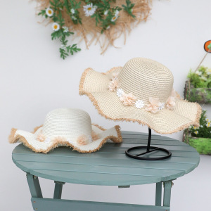 Chapeaux De Paille En Raphia Uni À Motif Floral Romantique Pour Femmes, Collection Vacances h5 Image2