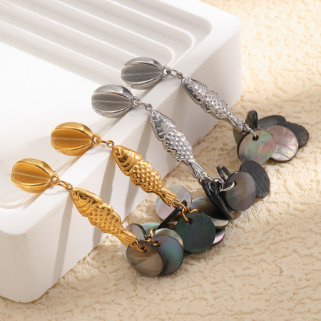 Boucles d'oreilles pendantes pour femmes, style rétro goutte d'eau, en acier inoxydable étanche, collection classique 2