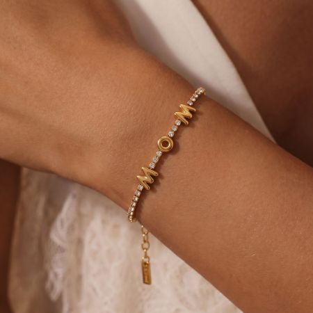 Ensembles de colliers pour femmes en acier inoxydable, imperméables, couleur or et zircon, avec lettres simples