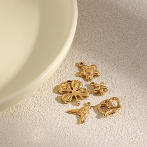 Pendentifs À Faire Soi-Même En Acier Inoxydable Doré, Étanches, Motif Floral h5 Image3
