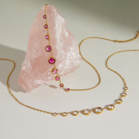 Colliers de perles simples en acier inoxydable et zircon étanches pour femmes 2