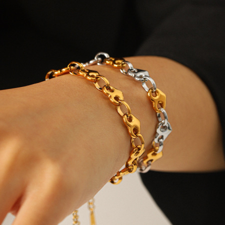 Bracelet chaîne pour femme Simple Series Daily Heart en acier inoxydable étanche couleur or 2