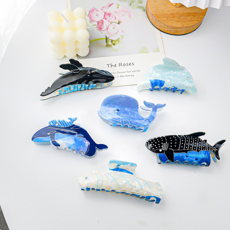 Pinces à cheveux pour femmes en PVC, motif poissons multicolores, style dessin animé naturel et romantique