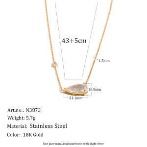 Colliers Pendentifs Pour Femmes En Acier Inoxydable Étanche Couleur Or Avec Zircon, Forme Goutte Simple h5
