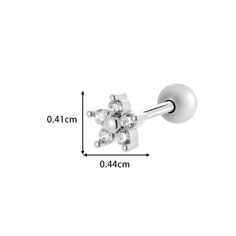 Boucles D'Oreilles Piercing Pour Femme, Motif Floral Simple, Couleur Cuivre Doré Et Zircon. Image2