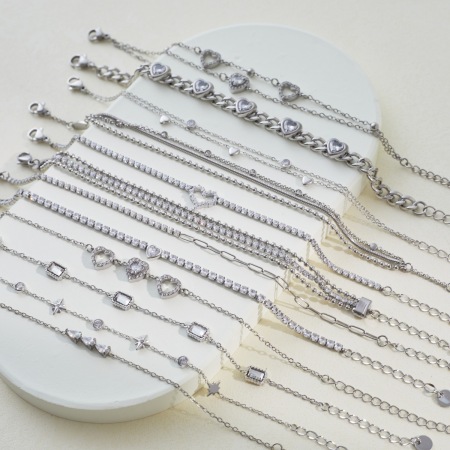 Bracelet chaîne femme Simple Series Daily, forme irrégulière, en acier inoxydable, étanche, couleur or