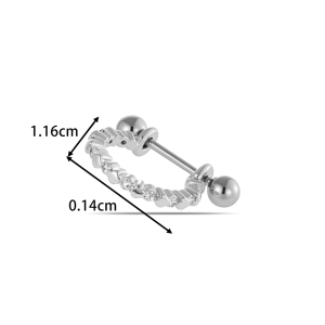 Boucles D'Oreilles Piercing Pour Femme, Collection Luxe, Motif Cœur Et Feuille, Couleur Cuivre Doré Et Zircon. h5 Image2