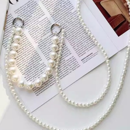 Chaîne de téléphone romantique en perles simples, résine et perles artificielles