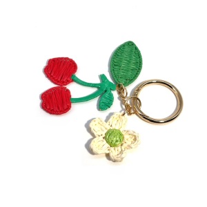 Porte-Clés/Breloques Pour Sac En Raphia Tressé, Motif Fleur De Cerisier, Collection Simple Series h5 Image3
