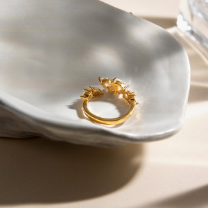 Bague Élégante En Acier Inoxydable, Étanche, Couleur Or, Sertie De Zircon Et Ornée D'Une Goutte D'Eau. h5 Image4