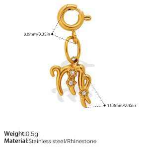Pendentifs Femme De Luxe Daily Constellation En Acier Inoxydable Étanche Couleur Or Avec Strass h5 Image2