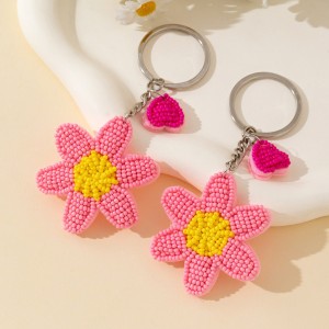 Porte-Clés Romantique En Plastique Avec Perles En Forme De Cœur Et De Fleurs. Collection « Sweet Flower Sweet Heart Beads ». h5 Image3