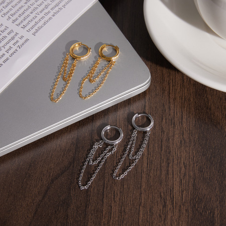 Boucles d'oreilles pendantes pour femmes, en acier inoxydable imperméable avec strass et pompon
