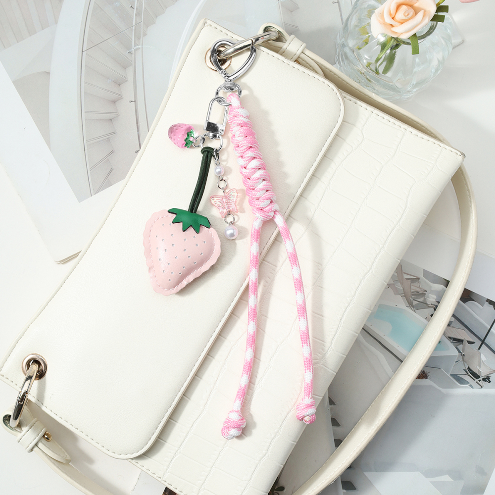Breloques Pour Sac Femme En Pu, Motif Papillon Fraise, Couleur Unie, De La Collection Simple Series Sweet Image5