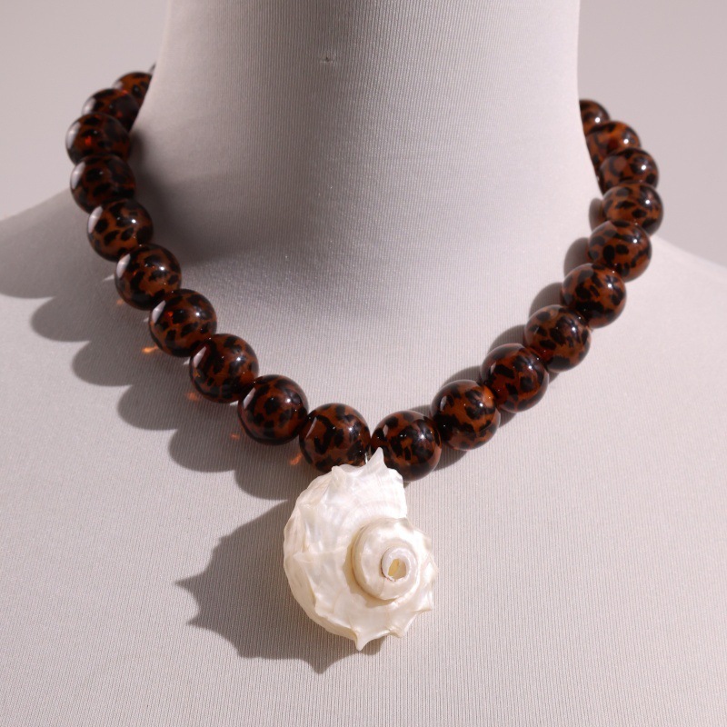 Colliers De Perles Pour Femmes Avec Pendentif Coquillage En Résine, Motif Vacances Image4