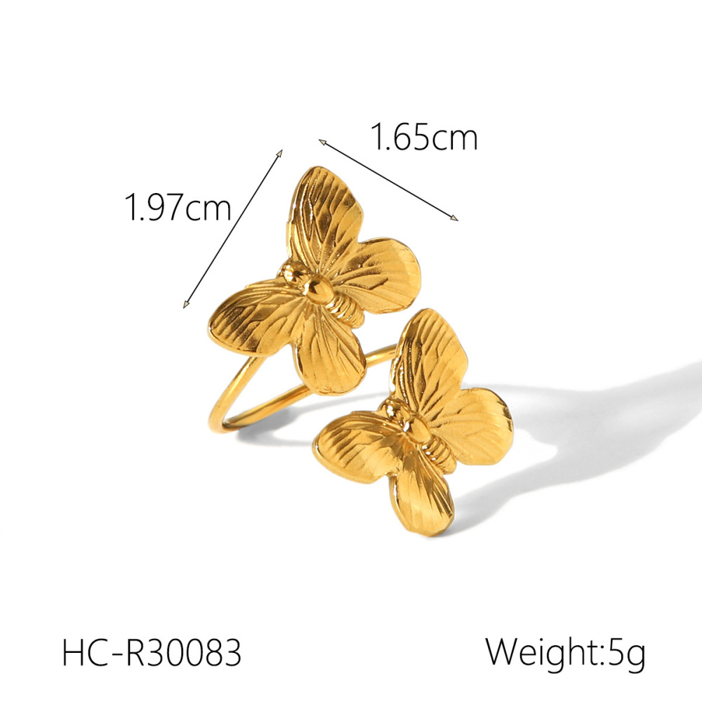 Bracelet Jonc Pour Femme Simple Series Daily Butterfly En Acier Inoxydable Étanche Couleur Or h5Image2