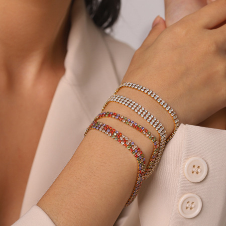 Bracelet chaîne pour femme Simple Series Daily Chain en acier inoxydable étanche couleur or avec zircon 2