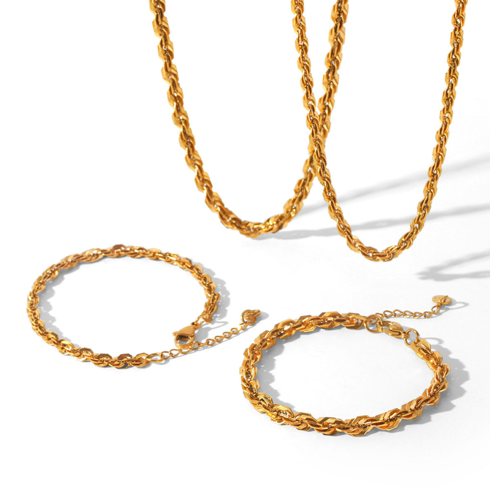Colliers À Maillons Pour Femmes Daily Chain En Acier Inoxydable Étanche Couleur Or Image6