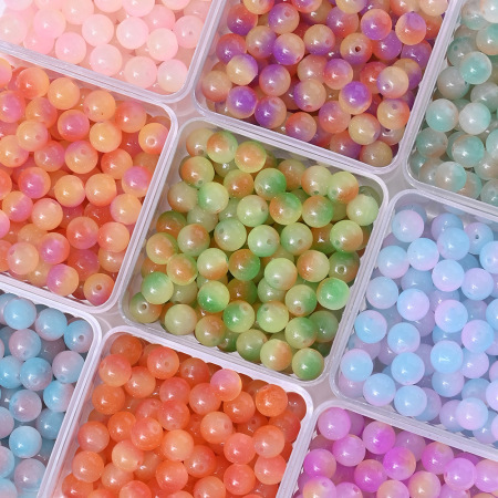 1 sachet de perles de verre à dégradé de couleurs pour bijoux (50 perles par sachet)