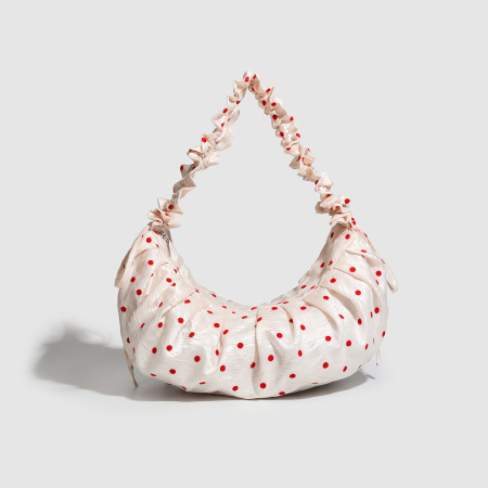 Sac à oreiller pour femme en polyester à pois unis froncés, style années 2000