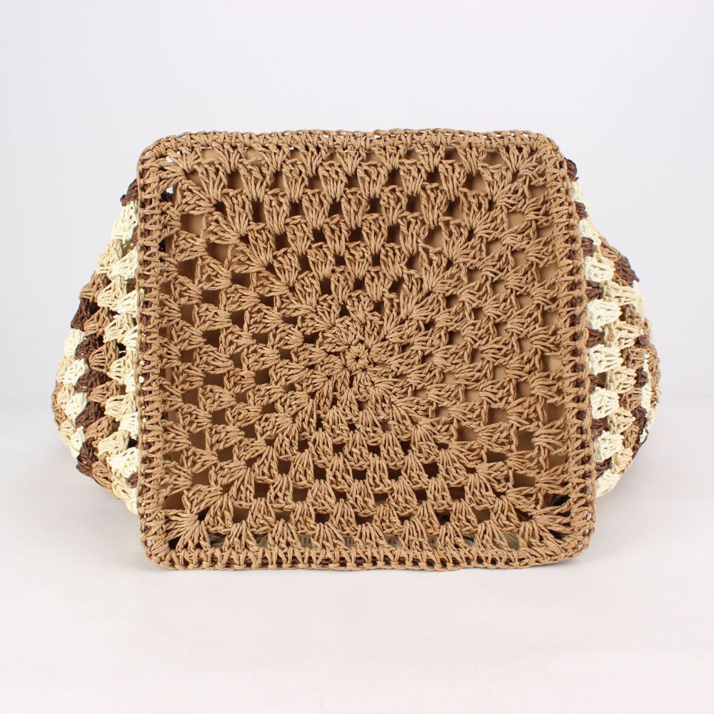 Sac Carré En Paille Tressée De Style Décontracté, De Couleur Et De Forme Géométrique, Pour Femme h5Image6