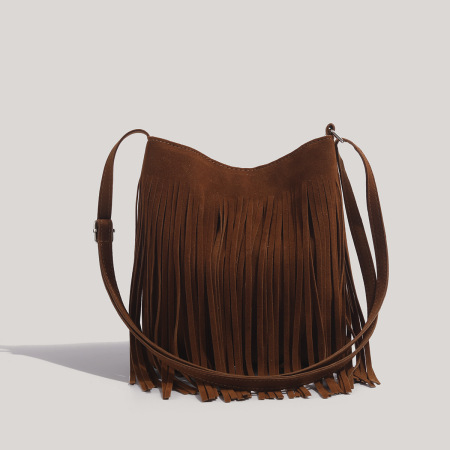 Sac carré femme à pompons style streetwear, couleur unie 2