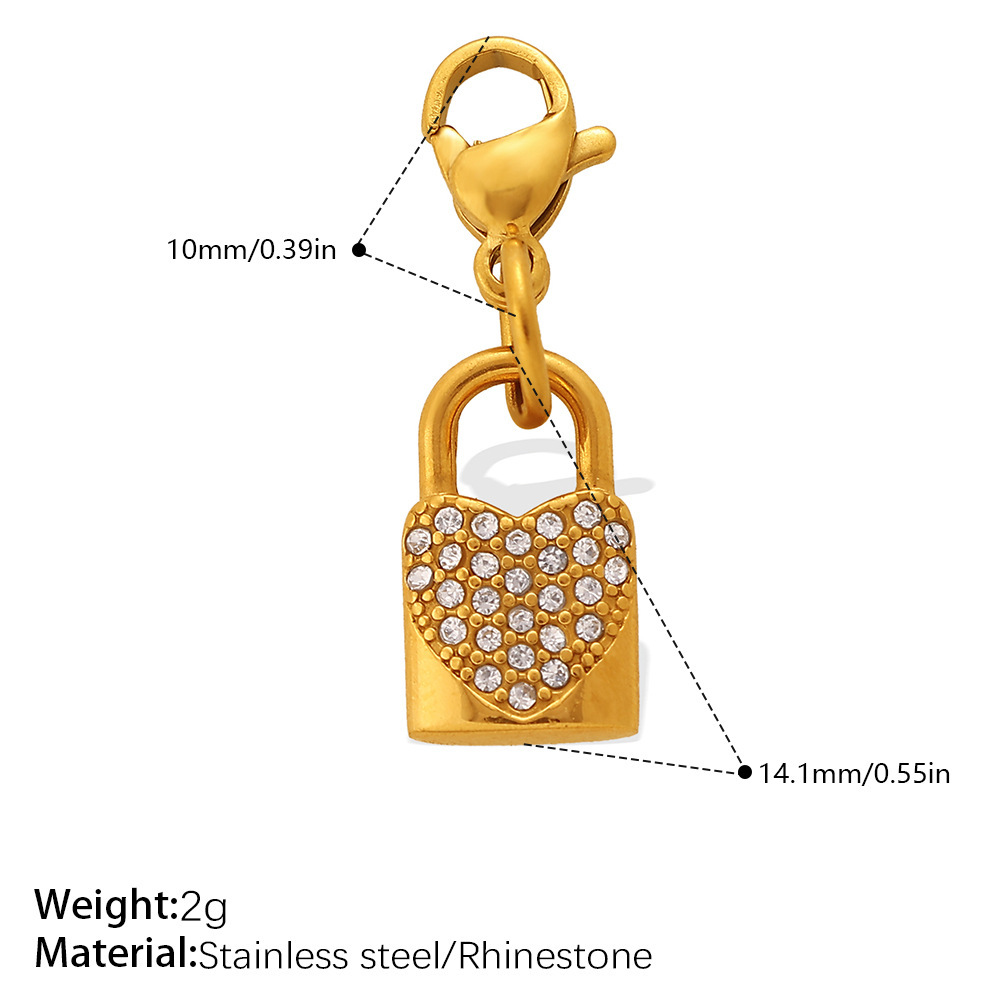 Pendentifs Pour Femmes Simple Series Daily Lock En Acier Inoxydable Étanche Couleur Or Avec Strass 