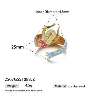 Bagues Tendance En Acier Inoxydable Doré, Style Océanique, Étanches, Inspirées Des Vacances h5 