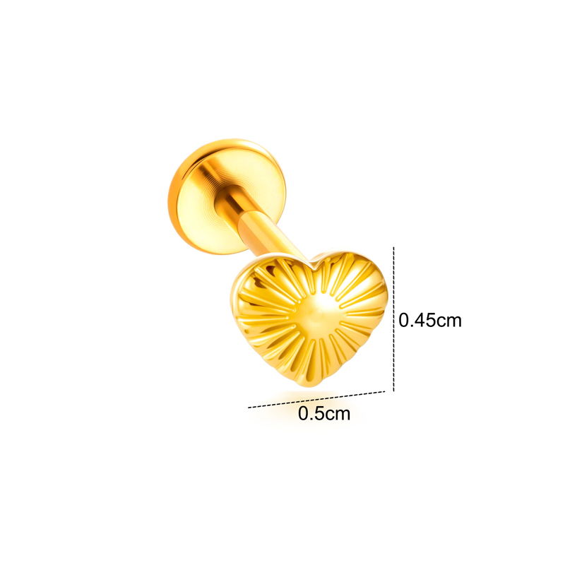 Boucles D'Oreilles Piercing Femme En Acier Inoxydable, Forme Cœur Simple, Étanches, Couleur Or h5Image2