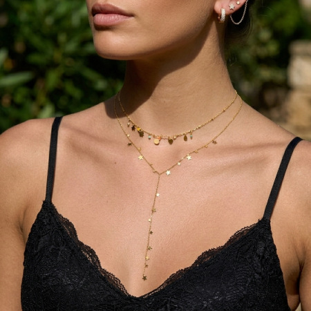 Colliers pendentifs pour femmes en acier inoxydable étanche avec pompon en forme de Y