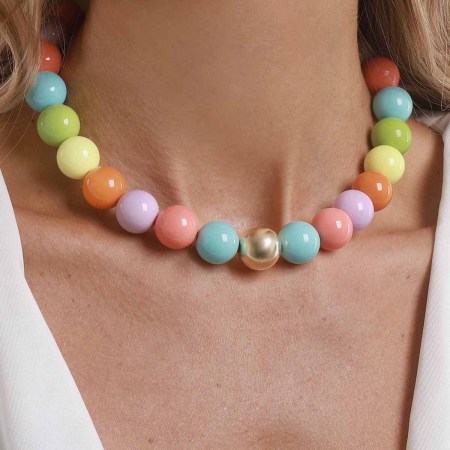 Colliers de perles en plastique de couleur assortie pour femmes, collection Simple Series Sweet Beads