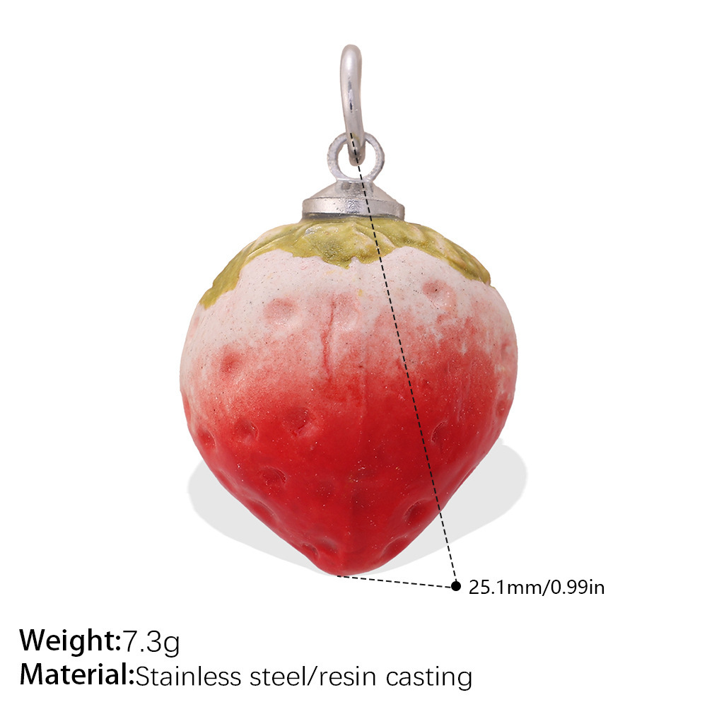 Pendentifs Pour Femmes, Style Diy, En Acier Inoxydable, Couleur Or, Avec Découpe De Fraise Et Motif Fruit.