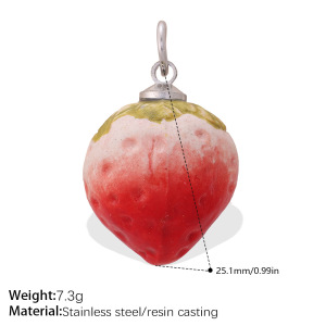 Pendentifs Pour Femmes, Style Diy, En Acier Inoxydable, Couleur Or, Avec Découpe De Fraise Et Motif Fruit. h5